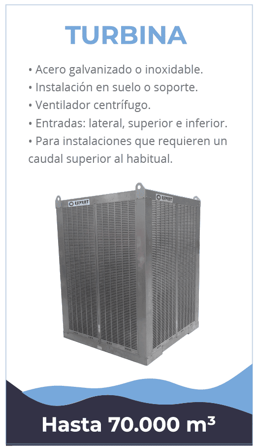 Evaporativo Fijo de Turbina, para instalaciones que requieren un caudal superior al habitual.