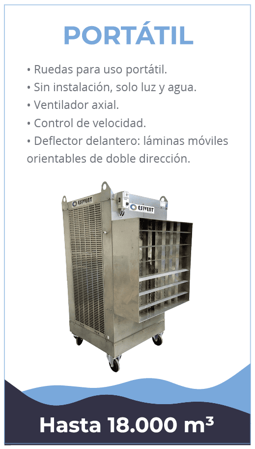 Evaporativo portátil, práctico y rápido.